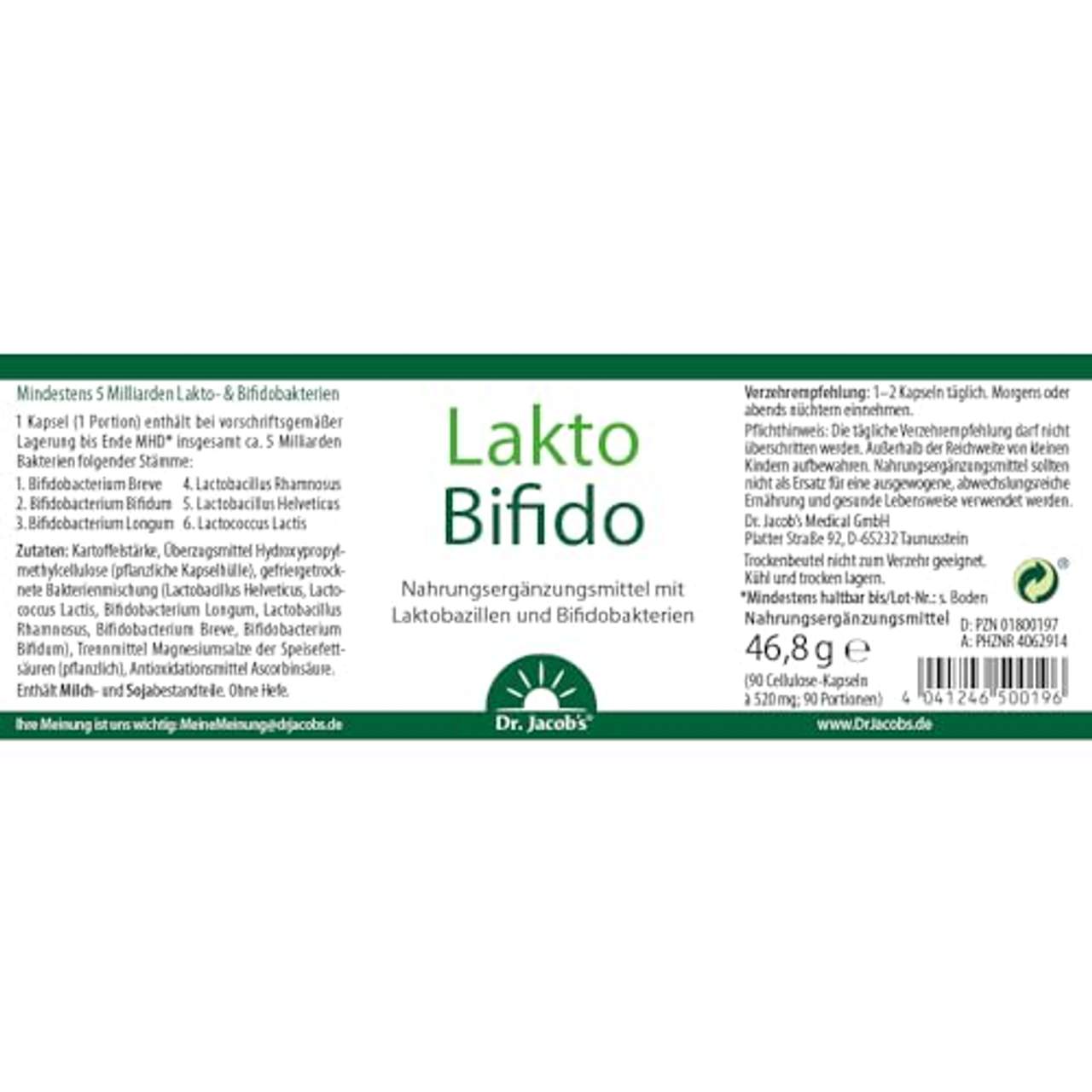 Dr Jacob's Lakto Bifido 90 Stück