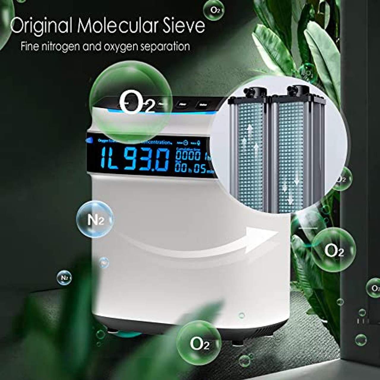Creliver Sauerstoffkonzentrator Sauerstoffmacherstange,Hohe Konzentration Sauerstoffgerät 1-7 l