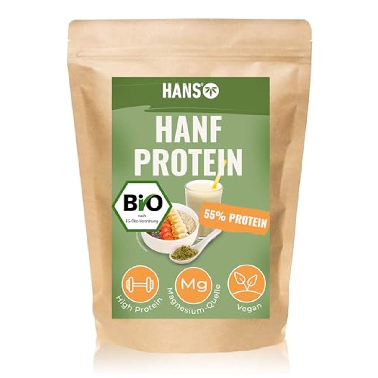 Bio Hanfprotein Pulver 1000g I 55% Eiweiß