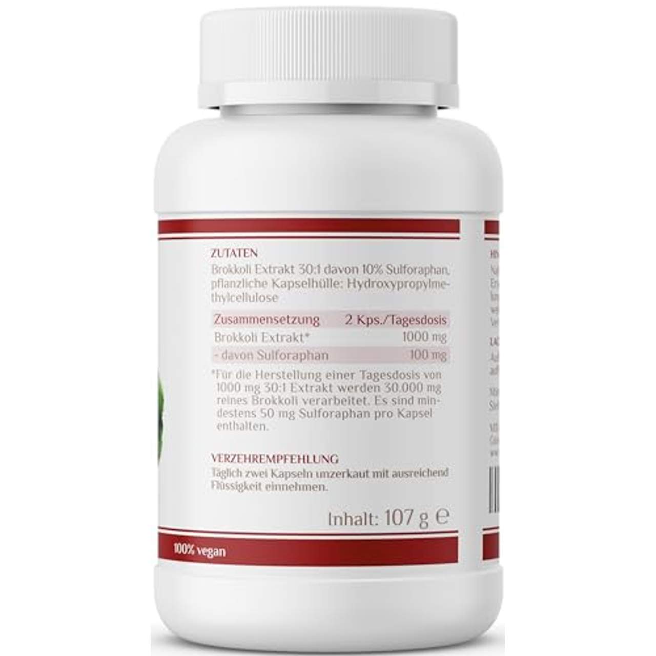 Sulforaphan I 50 mg pro Kapsel I hochdosiert aus 500 mg Brokkoli Extrakt I 120 vegane
