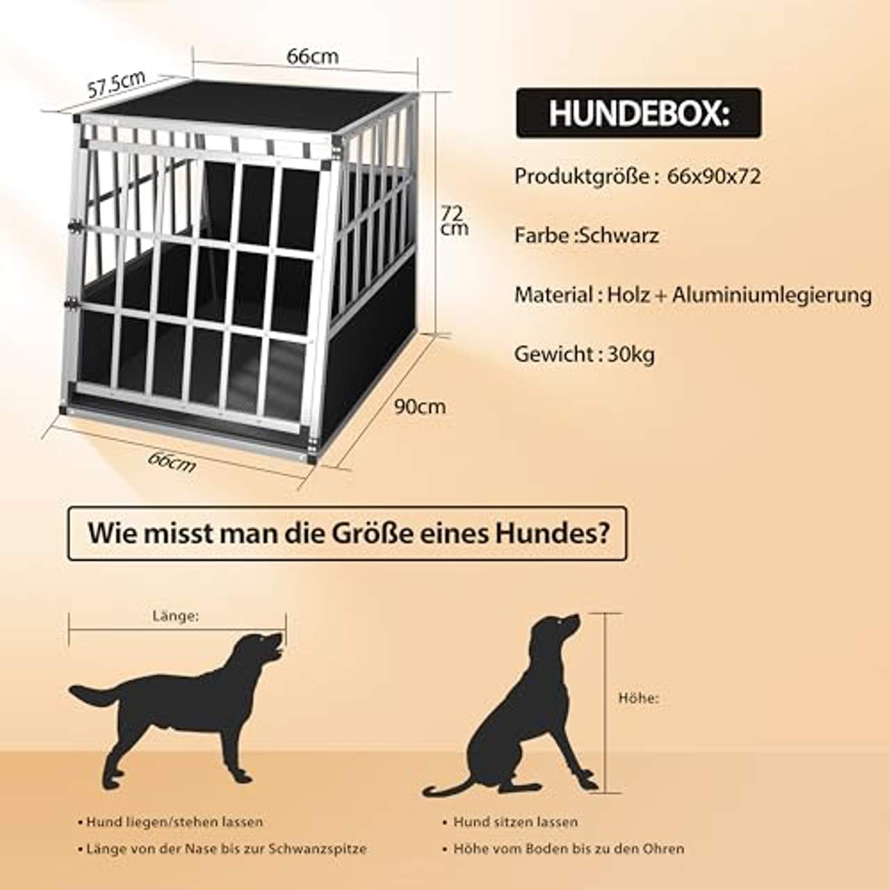 Cadoca Hundetransportbox L robust verschließbar aus Aluminium Autotransportbox