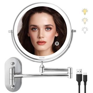 Auxmir Kosmetikspiegel mit 1X/ 10X Vergrößerung LED Beleuchtetung