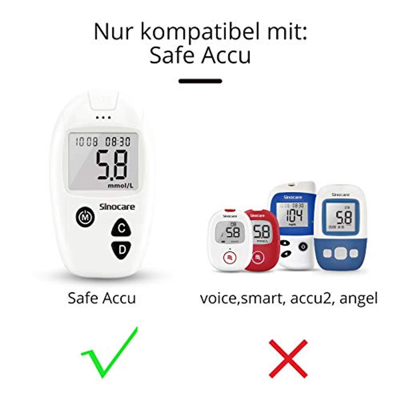 sinocare Safe Accu Blutzuckerteststreifen Set