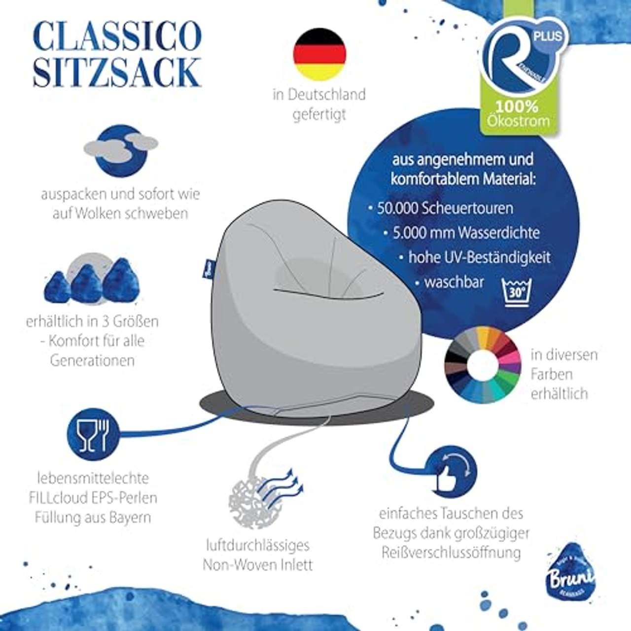 Bruni Sitzsack Classico L in Blau