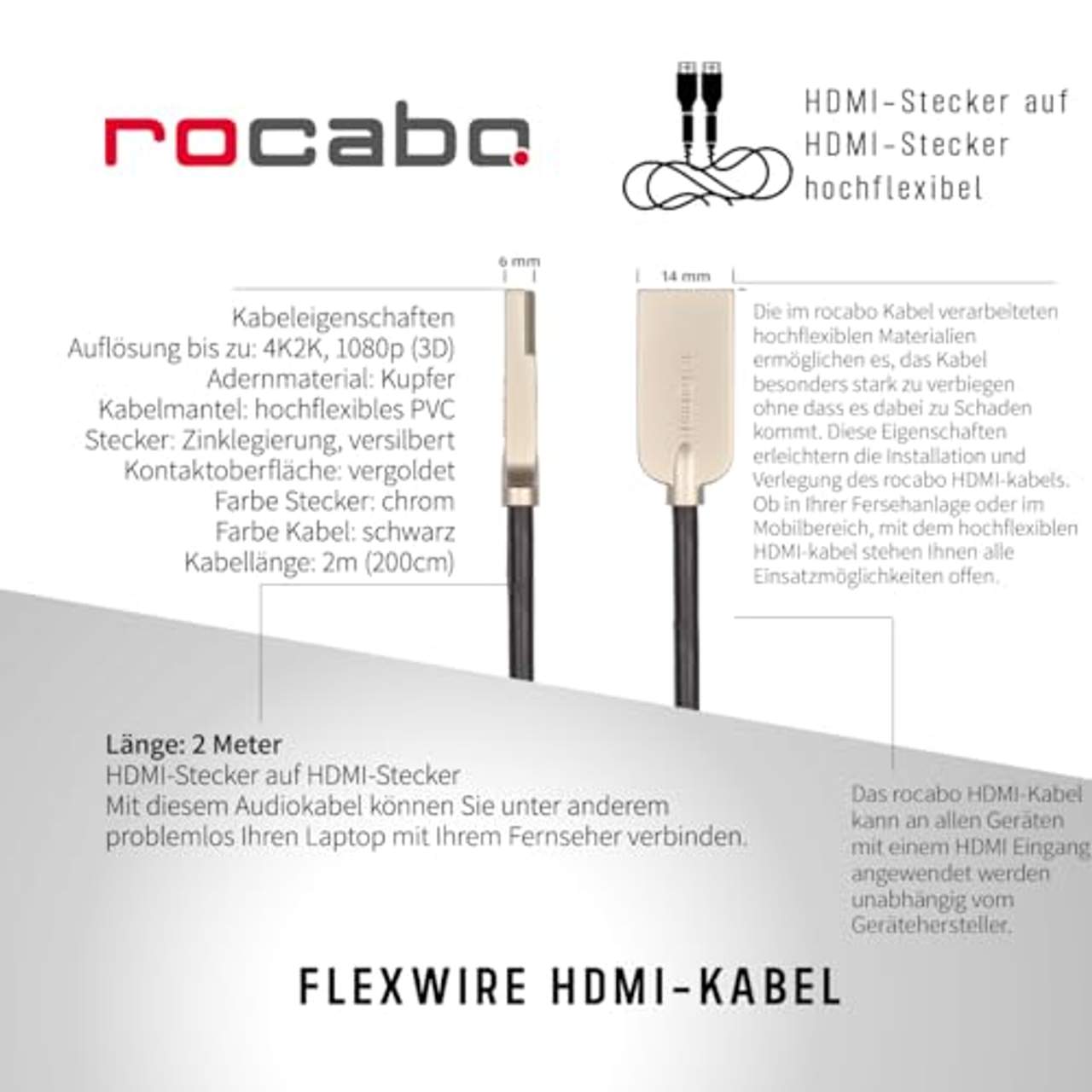 rocabo FlexWire Hdmi Kabel 4K hochflexibel
