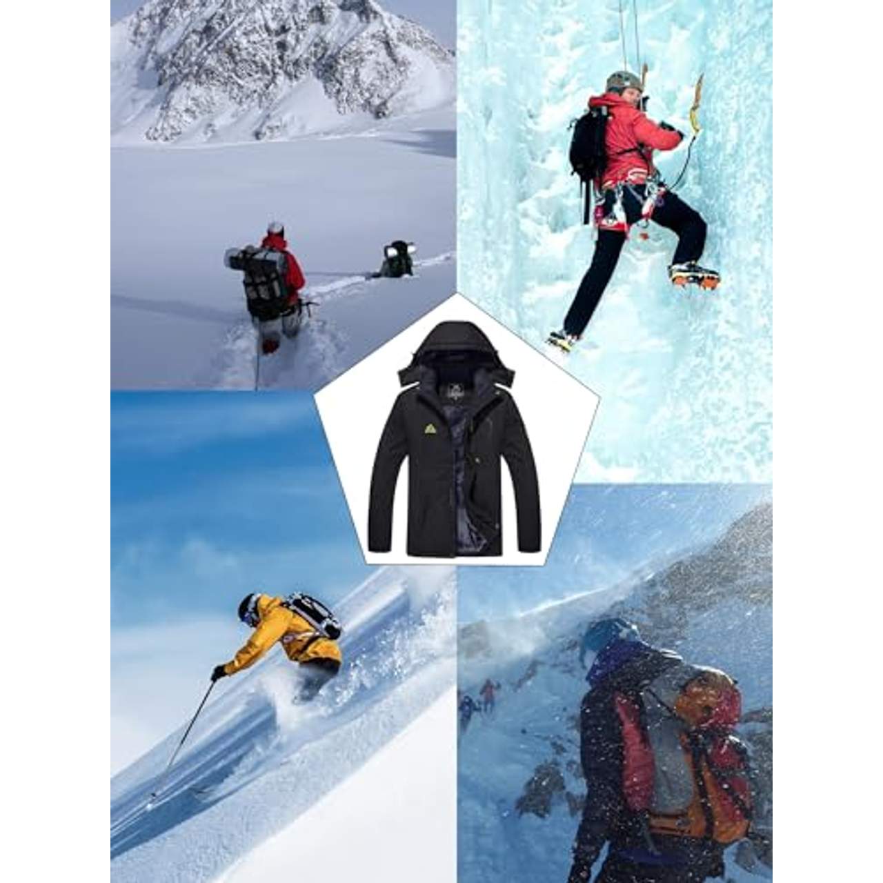 KEFITEVD Winterjacke Herren Warm Softshell Jacke Wasserdicht