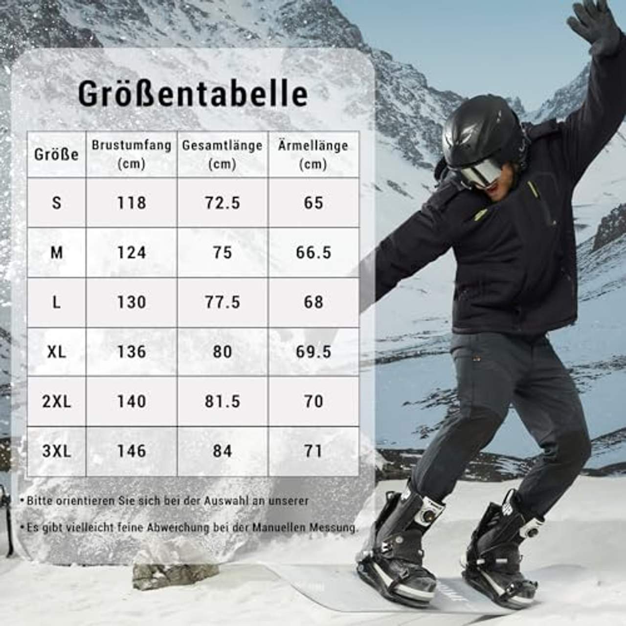 KEFITEVD Winterjacke Herren Warm Softshell Jacke Wasserdicht