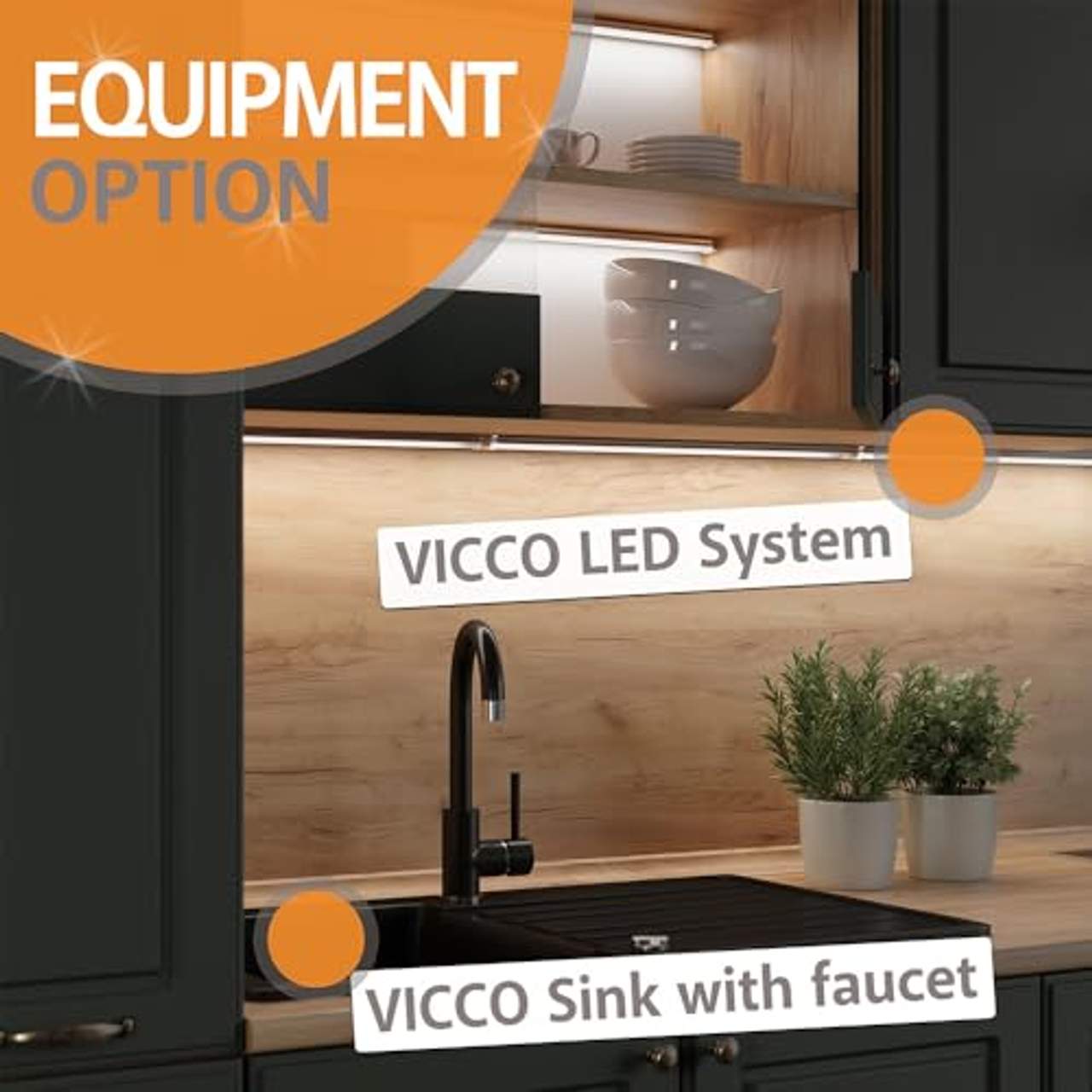 Vicco Eckküche R-Line Anthrazit Hochglanz