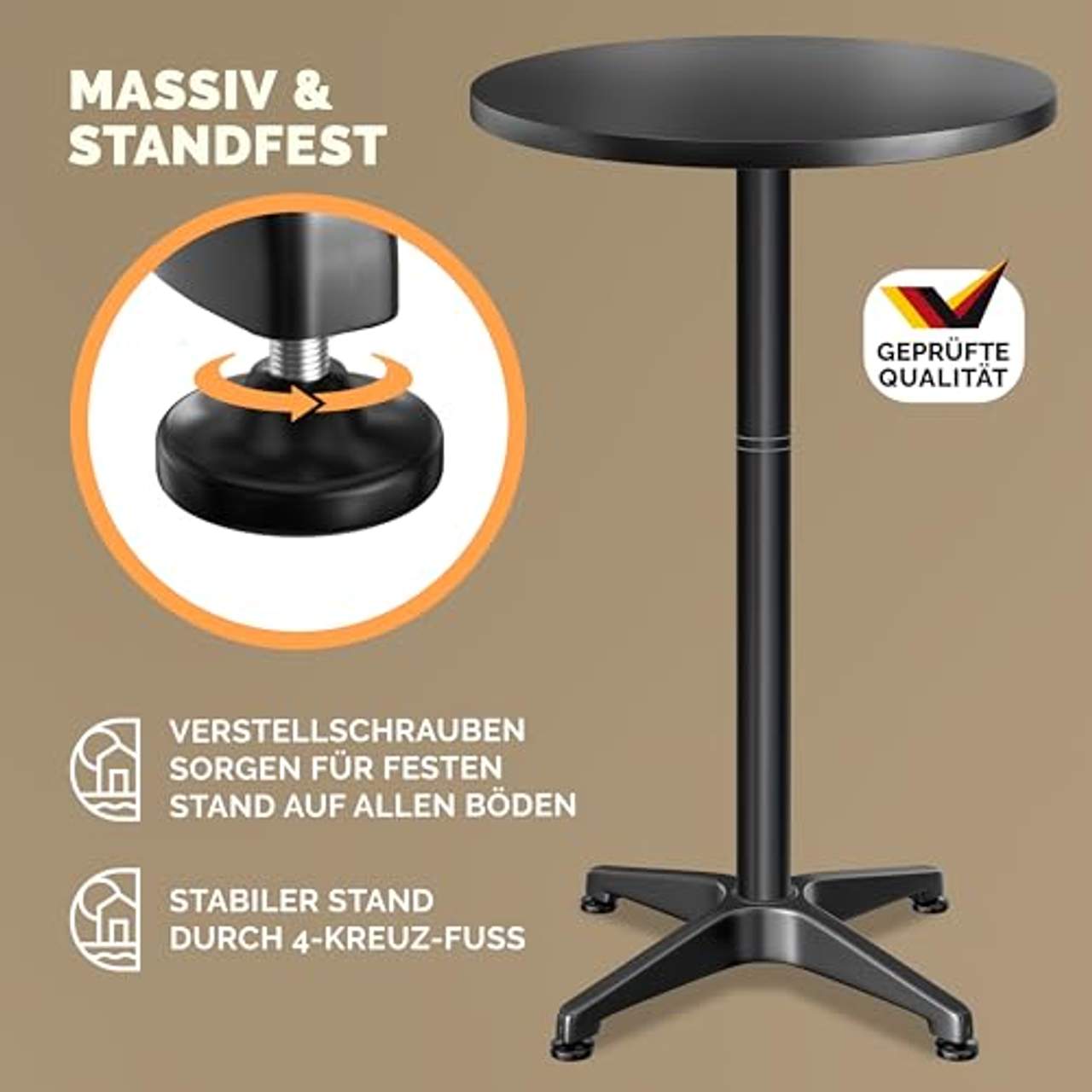 Casaria 2in1 Stehtisch Höhenverstellbar 70 cm