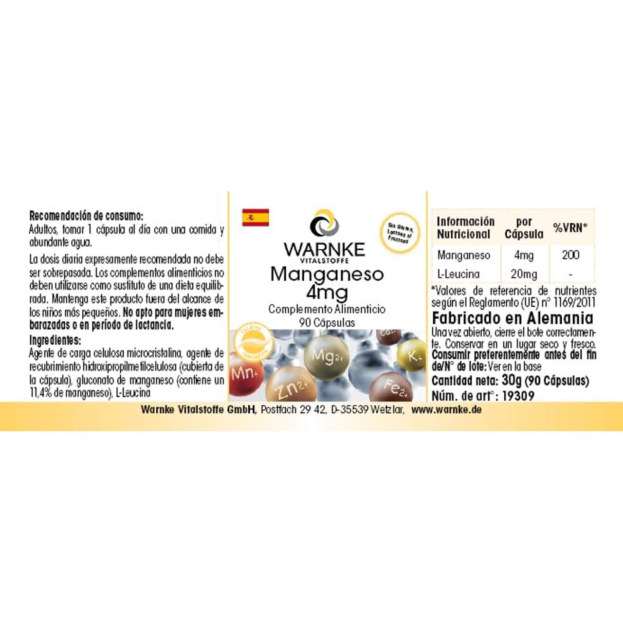 WARNKE VITALSTOFFE Mangan 4mg