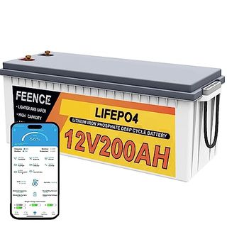 FEENCE 12V 200Ah LiFePO4 Batterie with Bluetooth