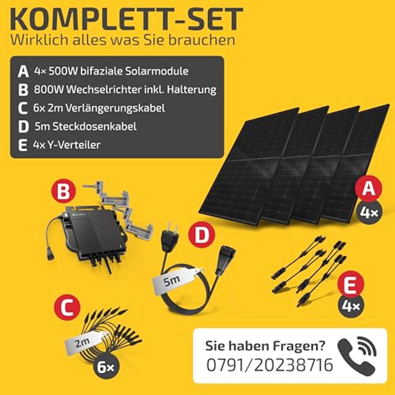 Solakon Balkonkraftwerk 2000W komplett Steckdose