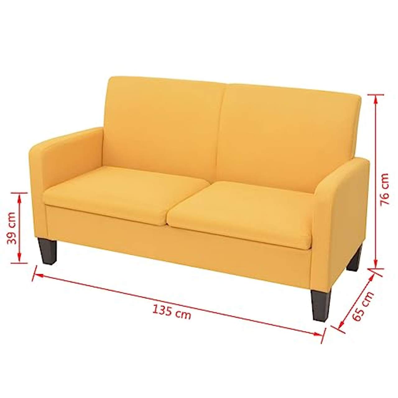 vidaXL 2-Sitzersofa Gelb 2er Sitzer Sofagarnitur Stoffsofa Couchgarnitur