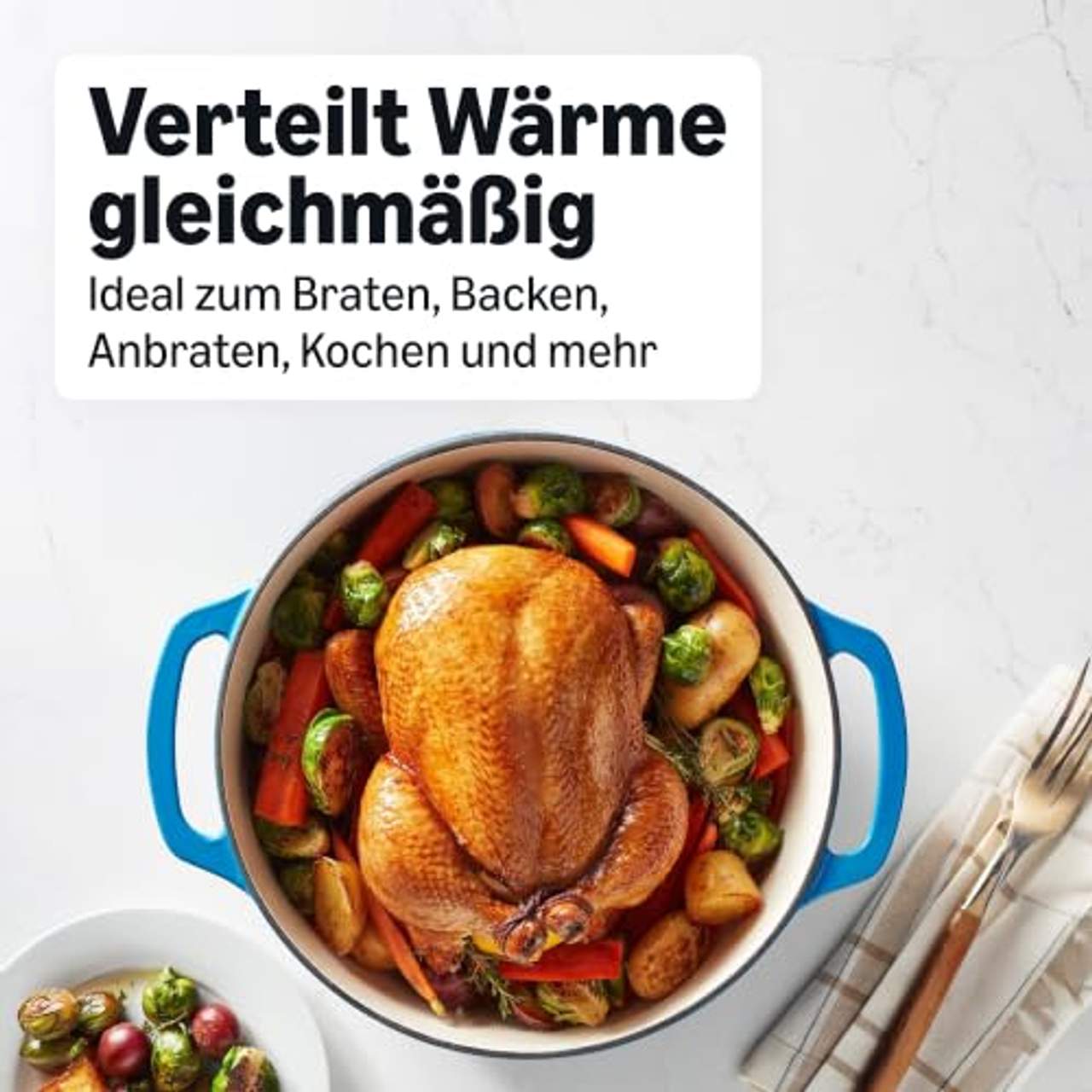 AmazonBasics Bräter Schmortopf aus emailliertem Gusseisen