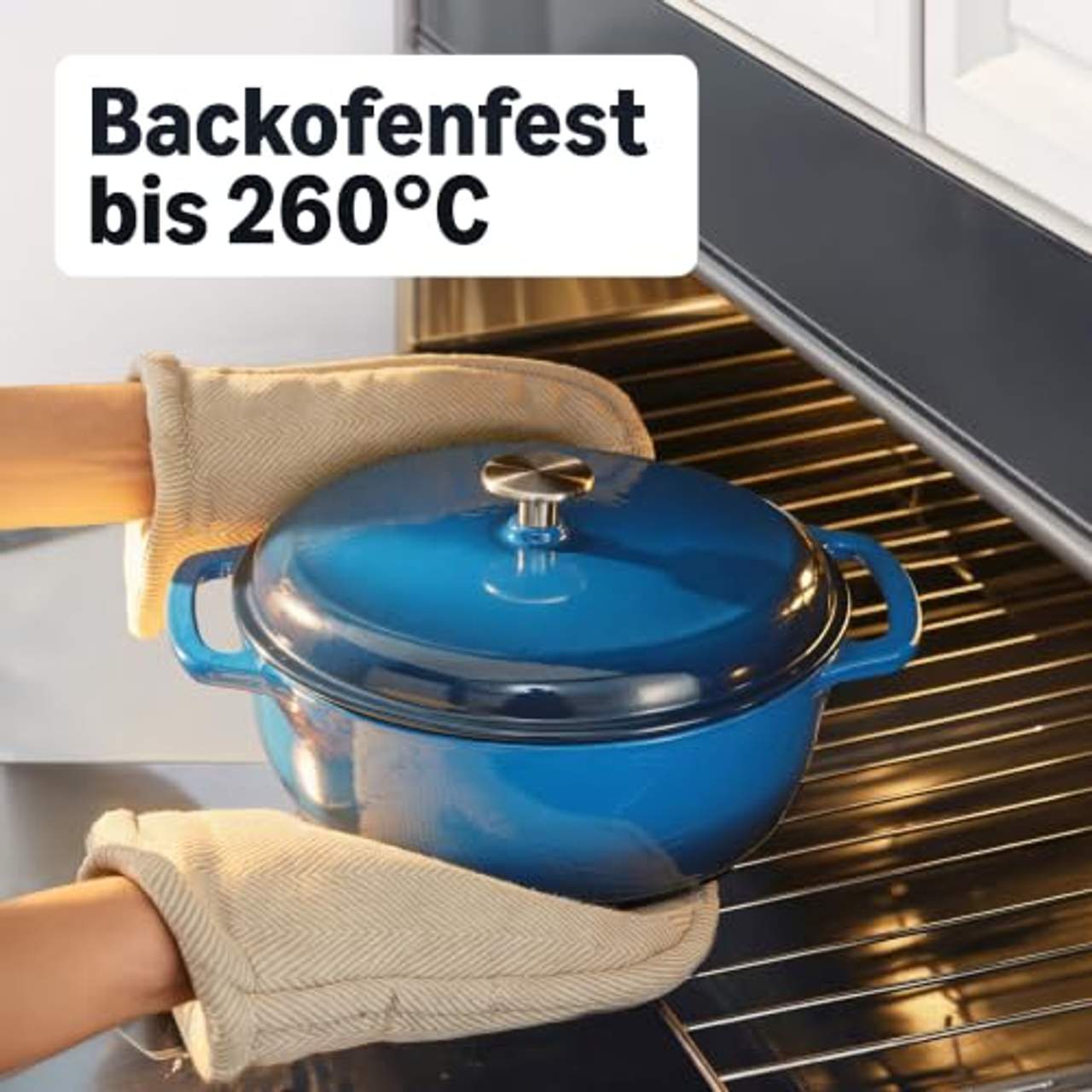 AmazonBasics Bräter Schmortopf aus emailliertem Gusseisen