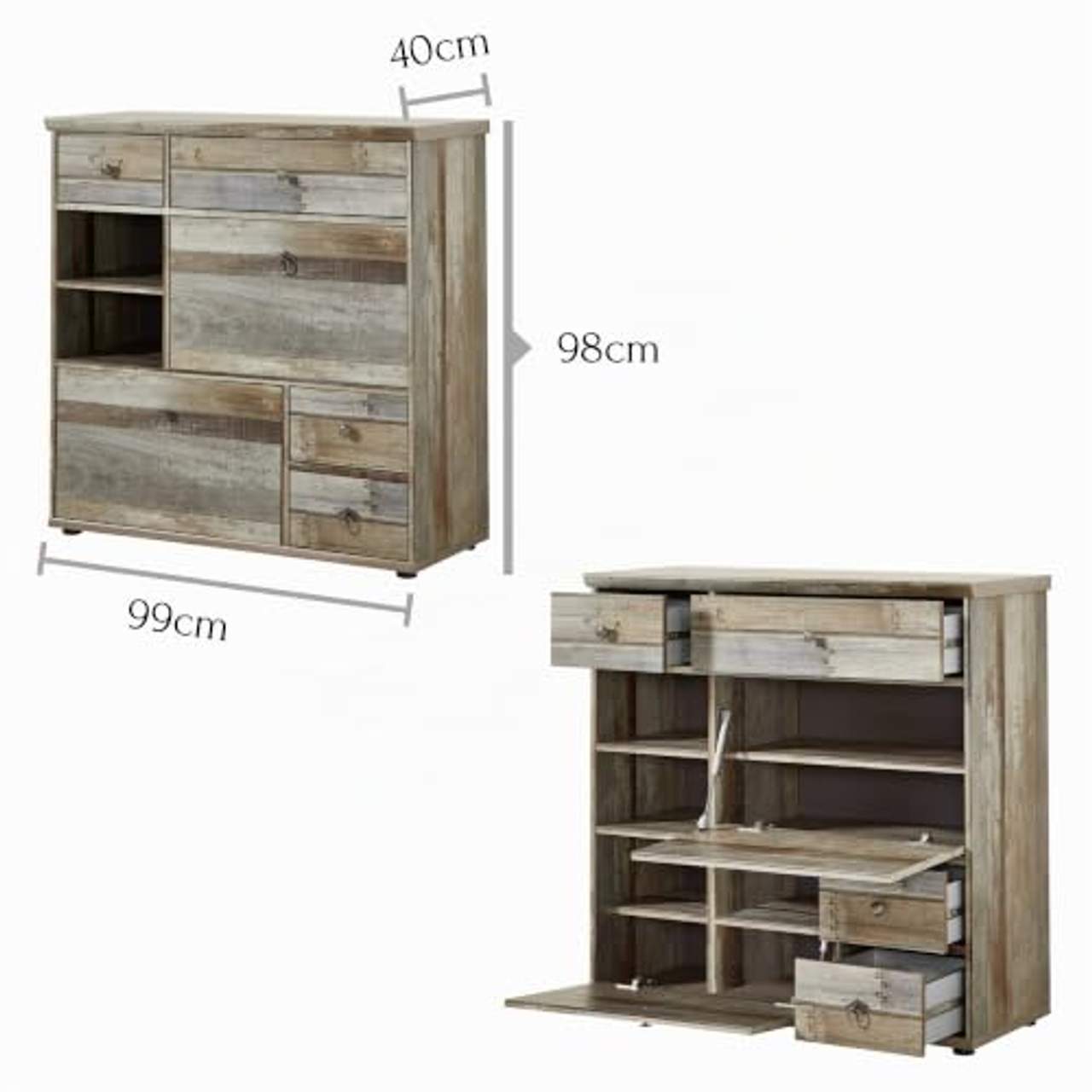Bonanza Vintage Schuhschrank in Driftwood Optik