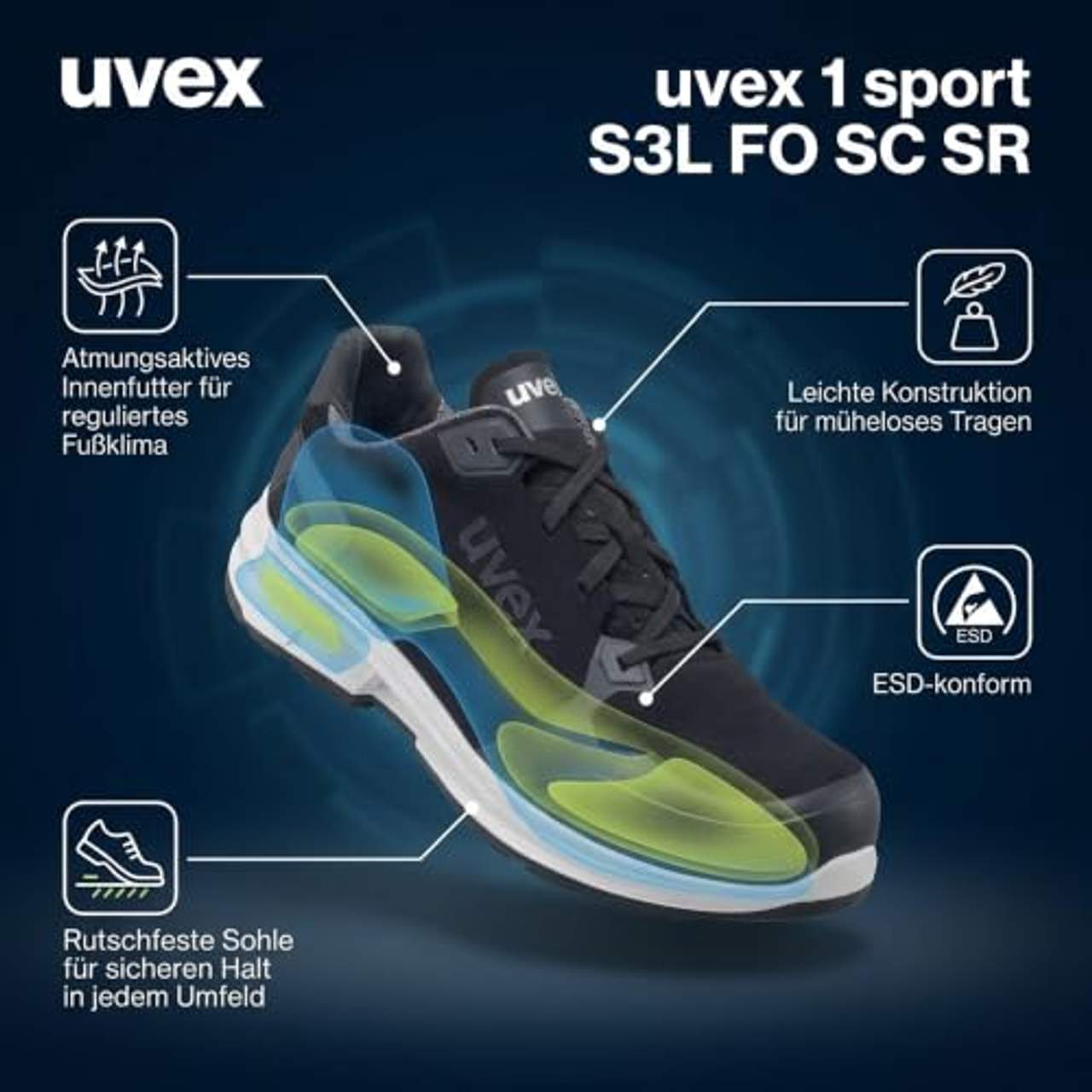 Uvex 1 Sport S3 ESD Sicherheitsschuhe