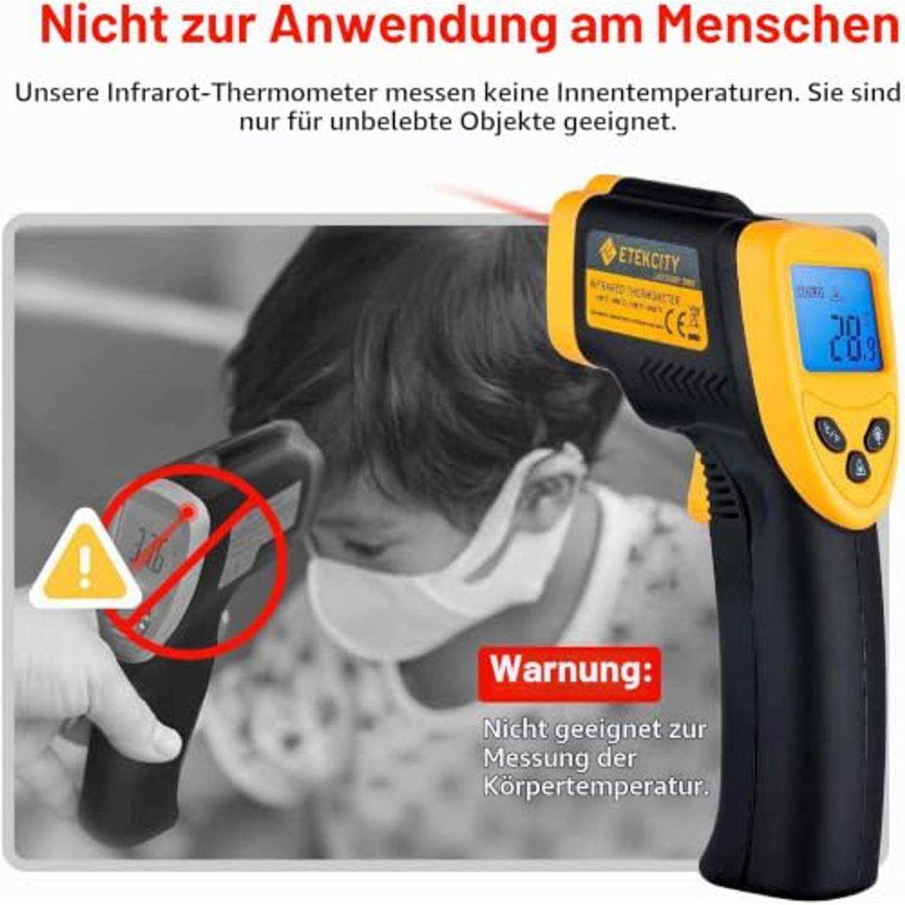 Etekcity Digital Laser Infrarot Thermometer -50 bis +550°C