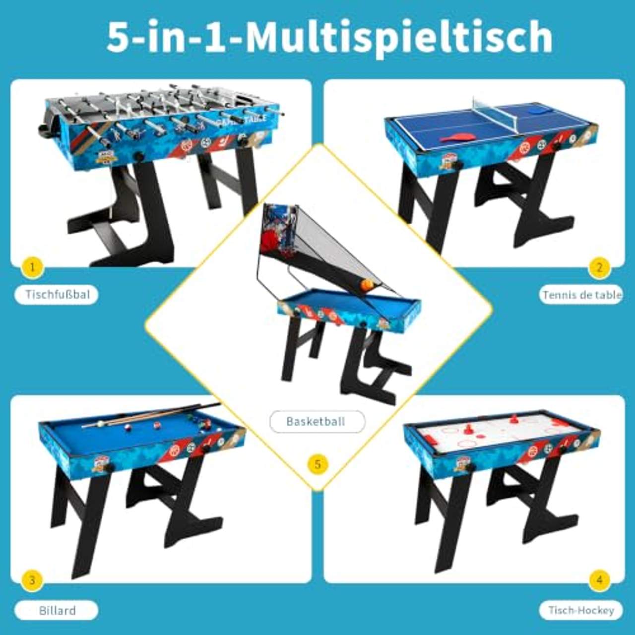 hlc 5 in 1 multifunknierte Tischspiel Tischfußball