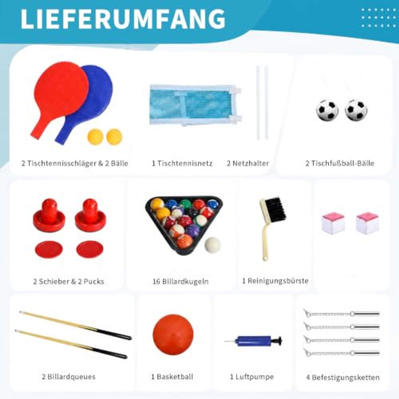 hlc 5 in 1 multifunknierte Tischspiel Tischfußball