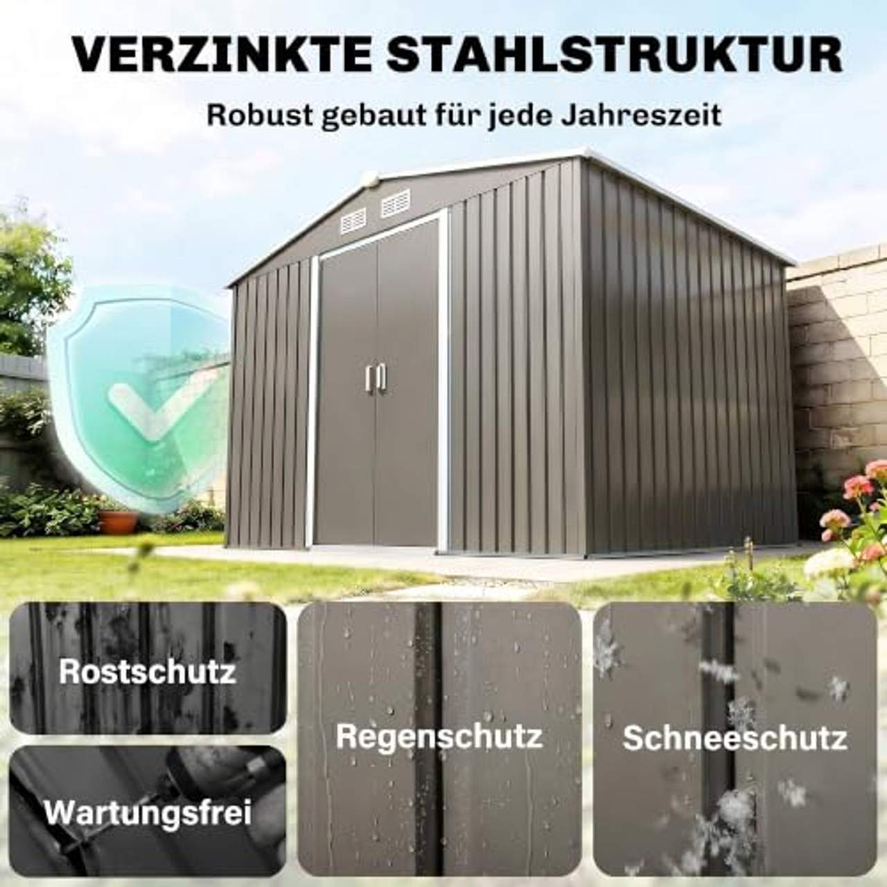 Outsunny Gerätehaus mit Fundament Geräteschuppen Gartenhaus Garten Schuppen