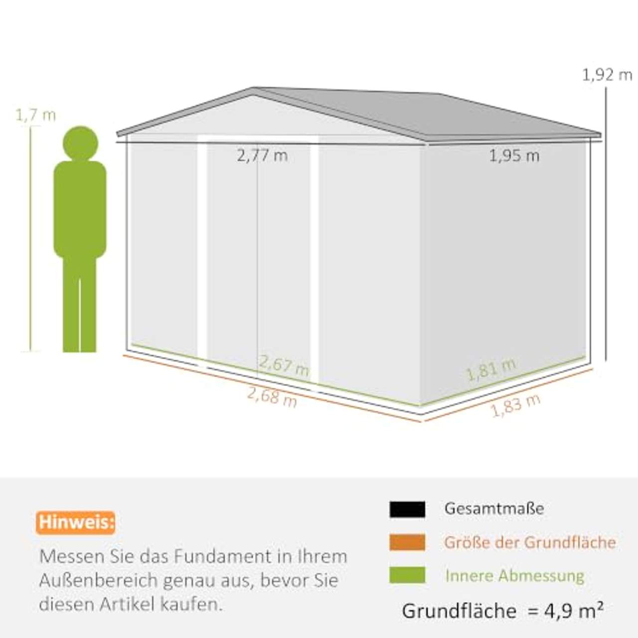 Outsunny Gerätehaus mit Fundament Geräteschuppen Gartenhaus Garten Schuppen