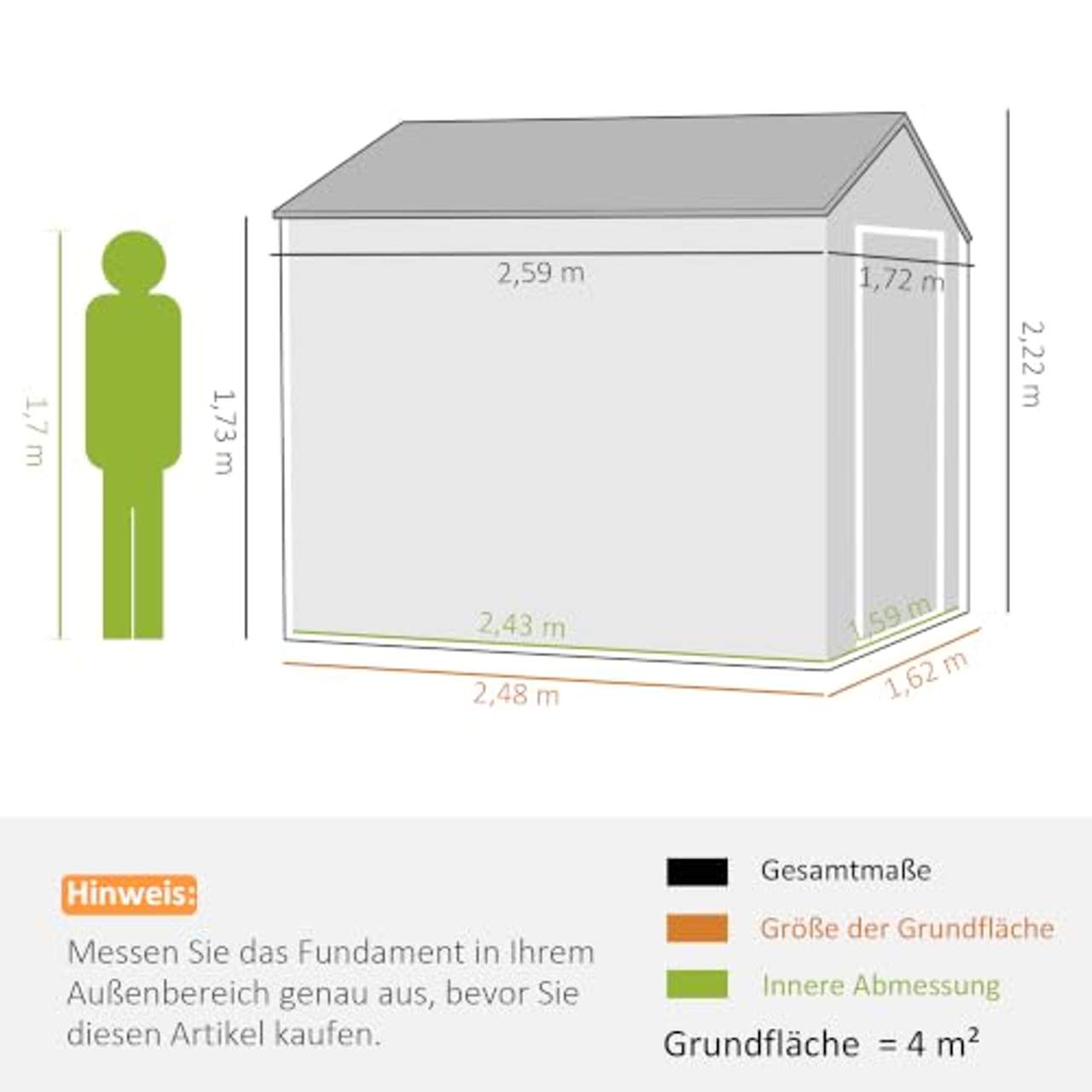 Outsunny Geräteschuppen Stahl 4㎡ Gerätehaus