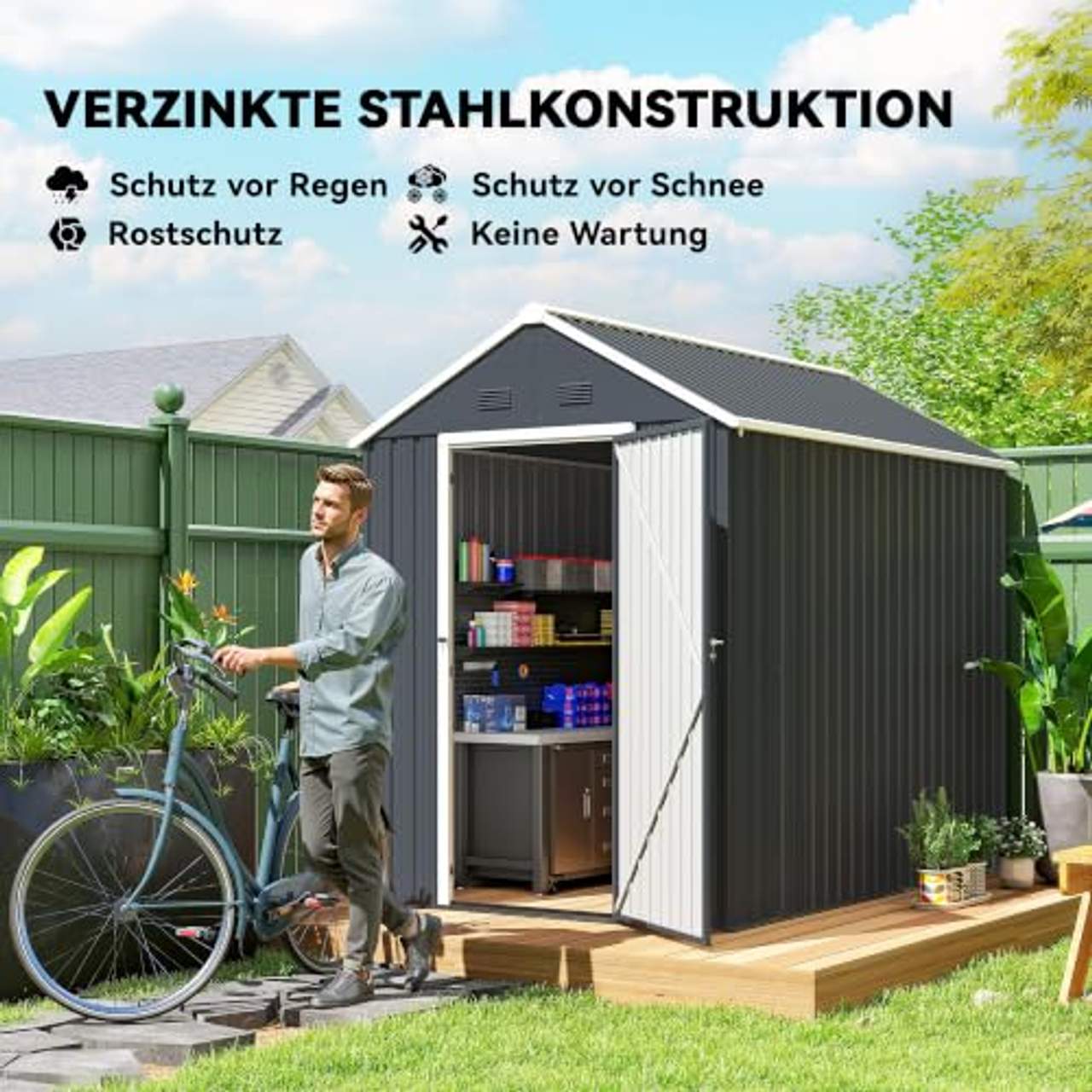 Outsunny Geräteschuppen Stahl 4㎡ Gerätehaus