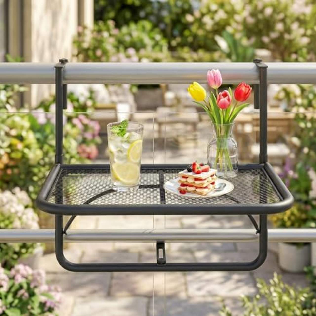 Outsunny Balkonhängetisch Hängetisch höhenverstellbar viereckig