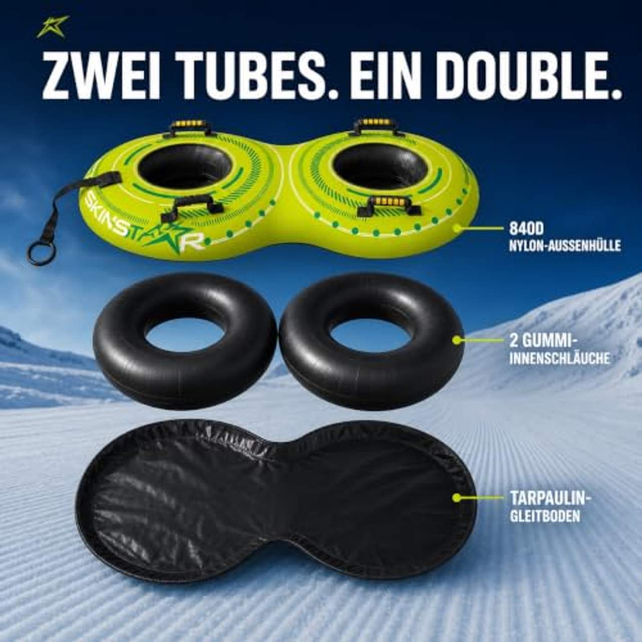 SkinStar Double Snowtube 2er Rodel Schneereifen Rutschreifen Schlitten