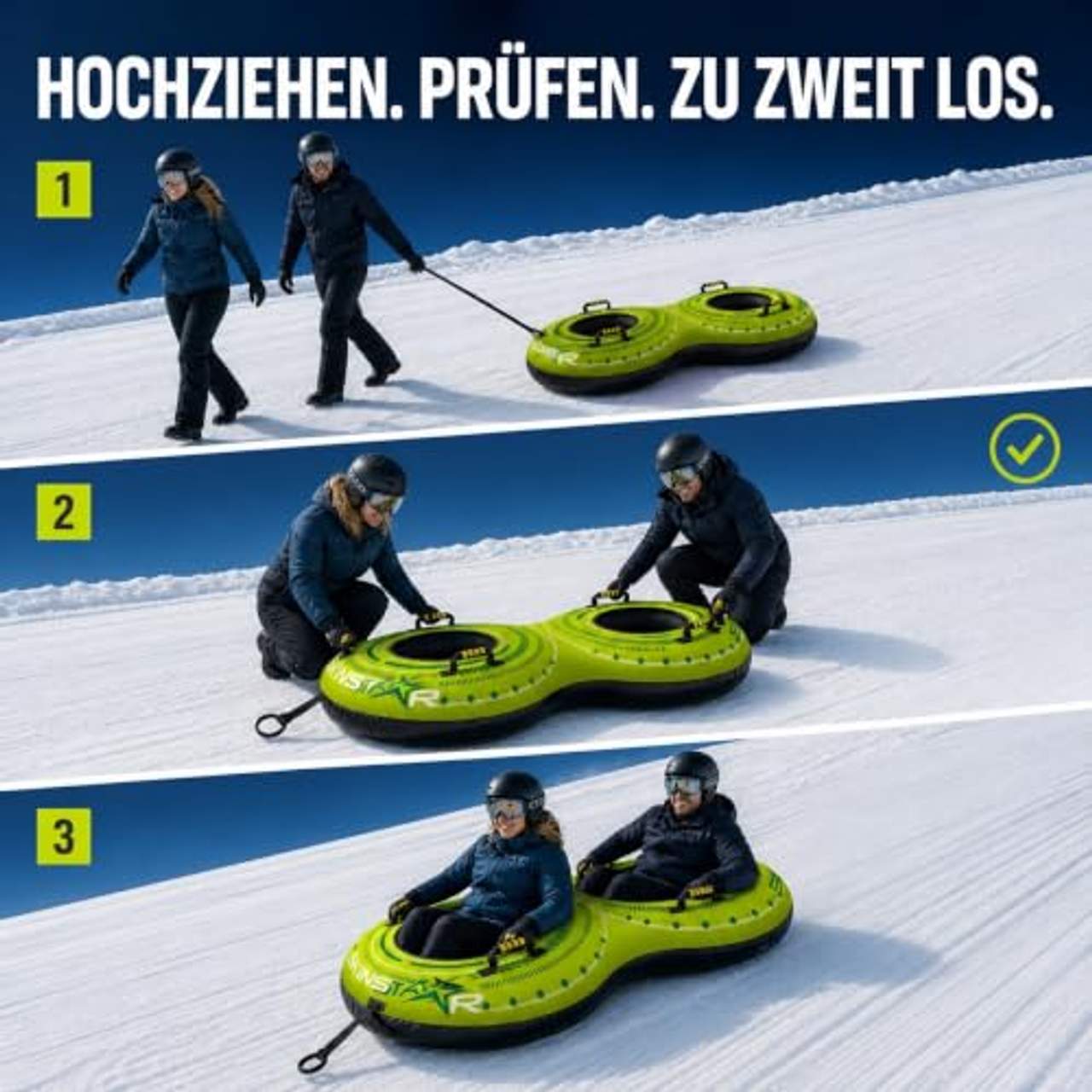 SkinStar Double Snowtube 2er Rodel Schneereifen Rutschreifen Schlitten