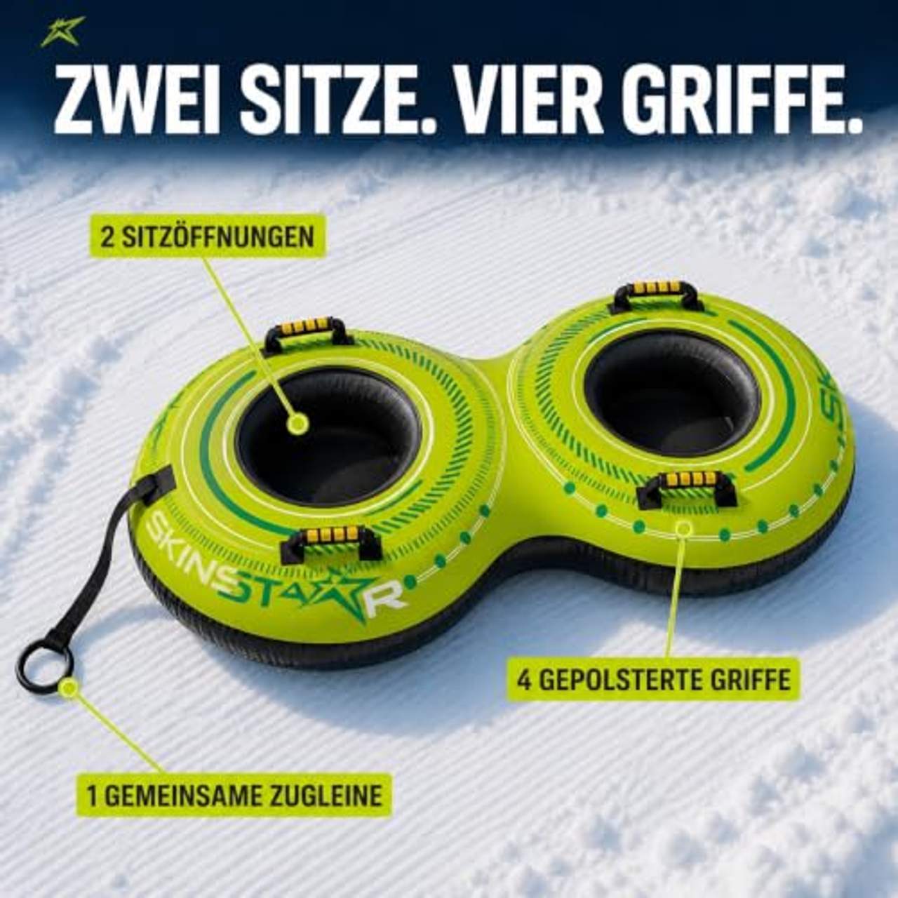 SkinStar Double Snowtube 2er Rodel Schneereifen Rutschreifen Schlitten