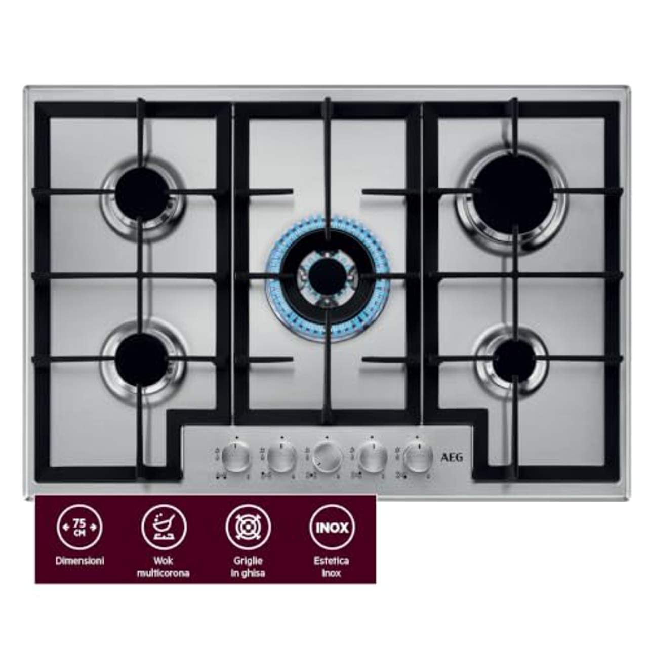 AEG HGB75400SM Slim Line Gaskochfeld