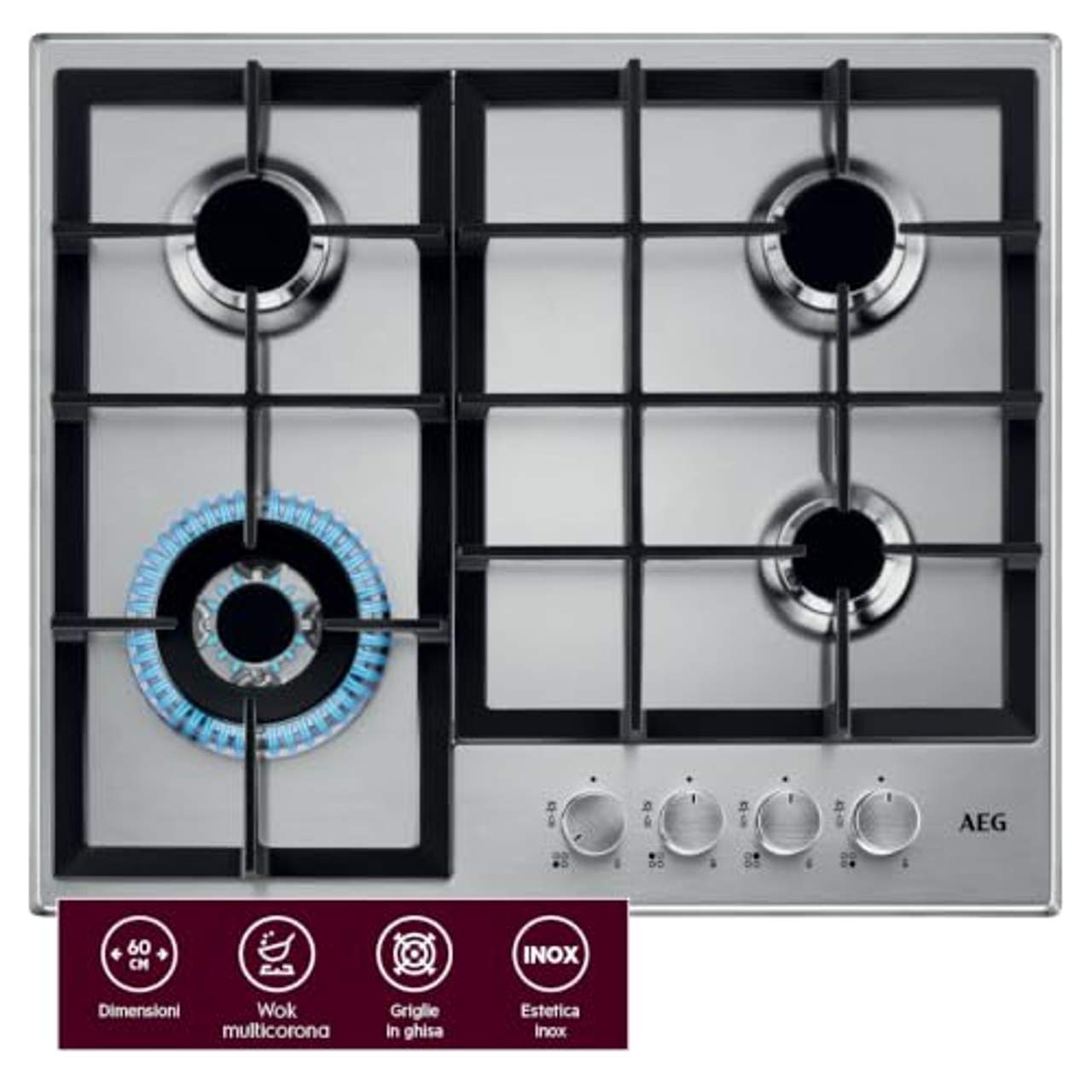AEG HGB64400SM Slim Line Gaskochfeld