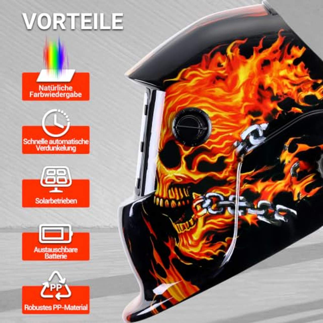 Deko Schweißhelm solarbetriebene Automatik