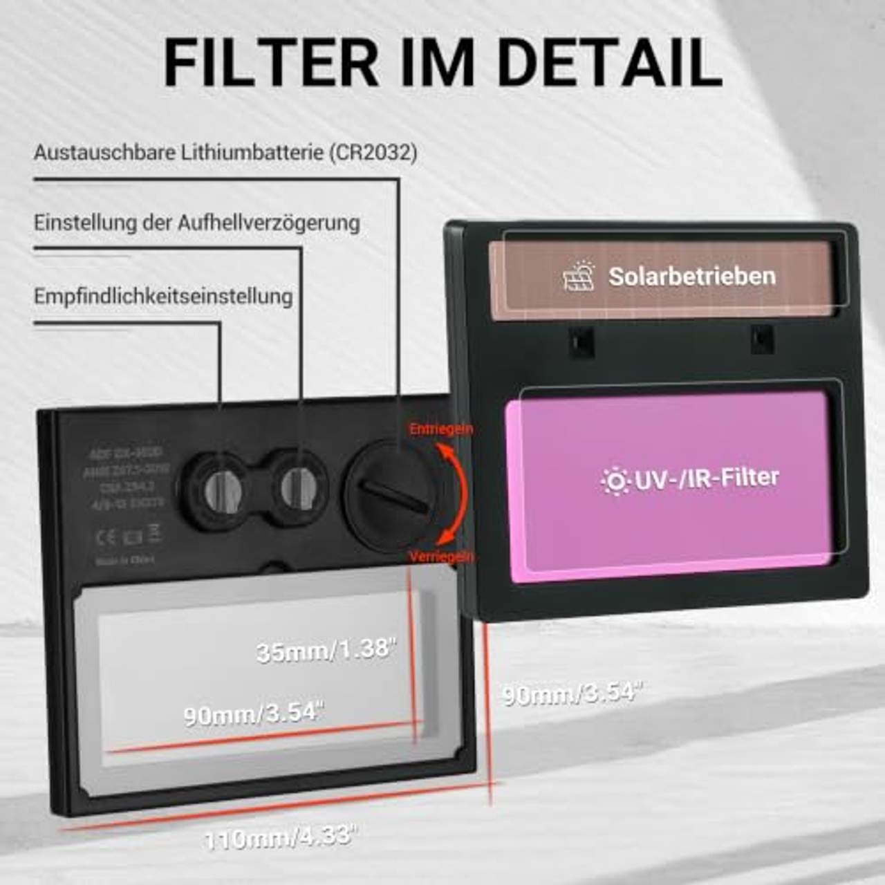 Deko Schweißhelm solarbetriebene Automatik
