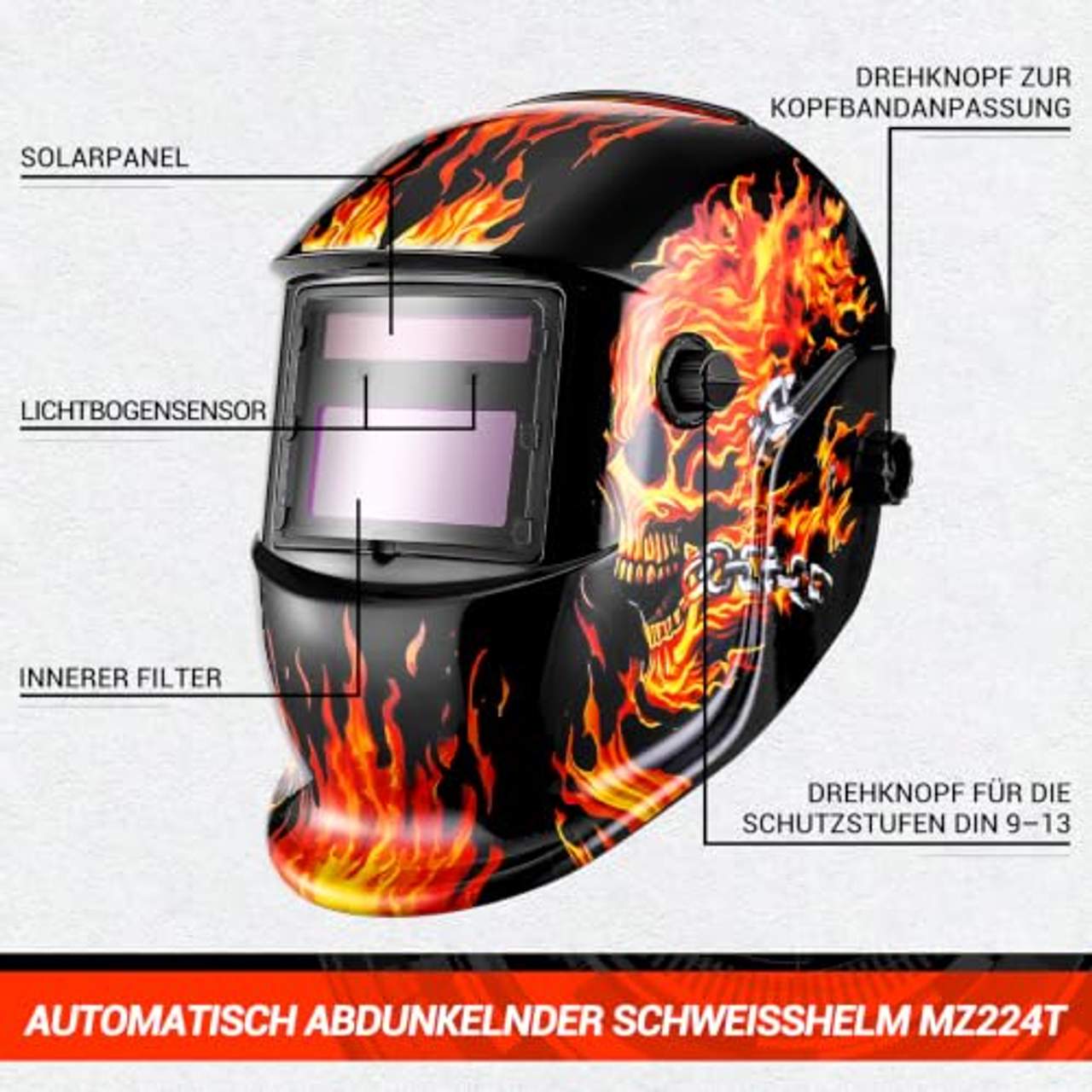 Deko Schweißhelm solarbetriebene Automatik