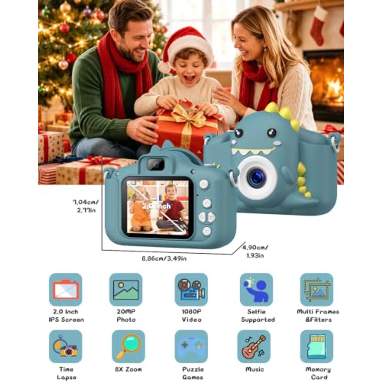 Gofunly Kinderkamera Gofunly Kinder Kamera 1080P 2,0-Zoll-Bildschirm Fotoapparat Kinder