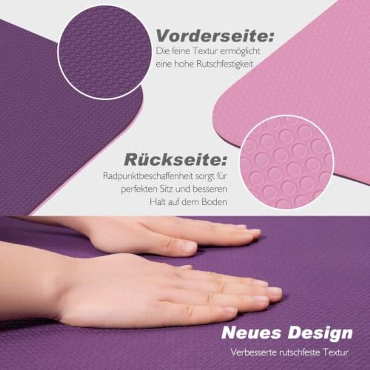 TOPLUS Gymnastikmatte Yogamatte Yogamatte Gepolstert & rutschfest