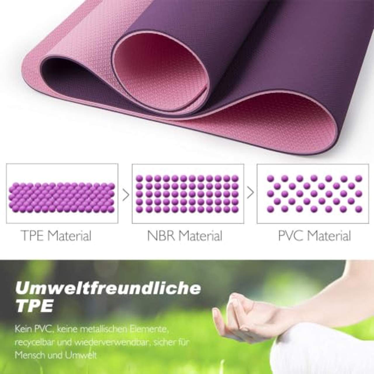 TOPLUS Gymnastikmatte Yogamatte Yogamatte Gepolstert & rutschfest