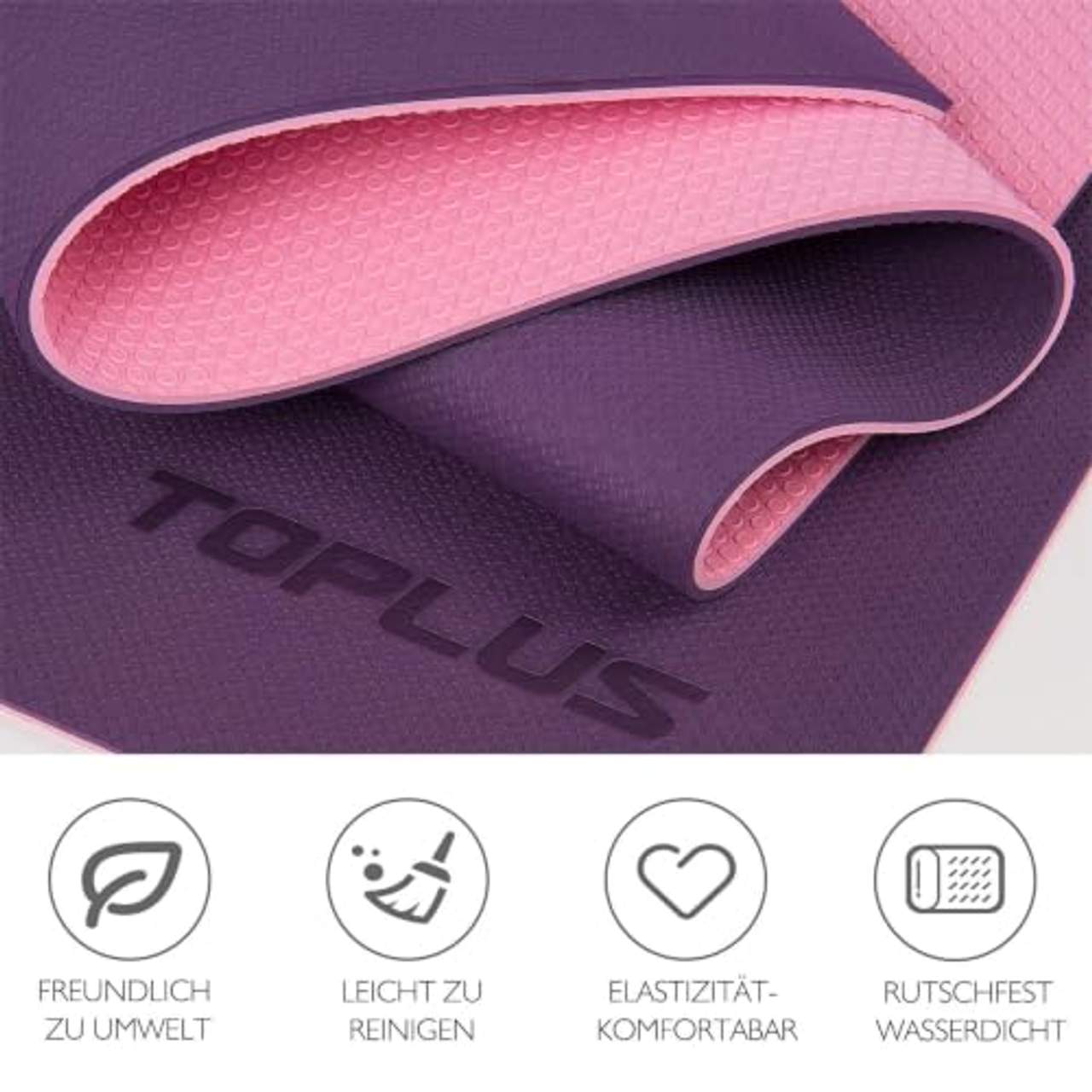 TOPLUS Gymnastikmatte Yogamatte Yogamatte Gepolstert & rutschfest