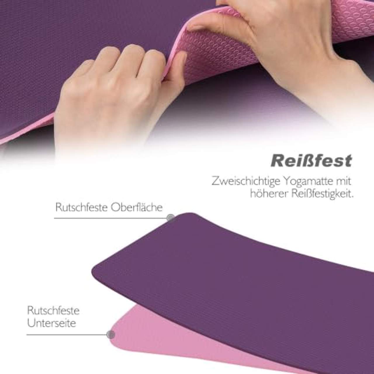 TOPLUS Gymnastikmatte Yogamatte Yogamatte Gepolstert & rutschfest