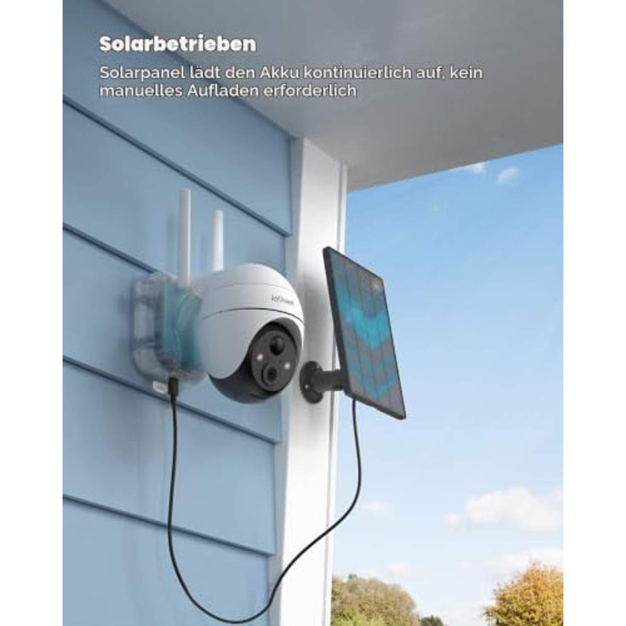 ieGeek   2K Überwachungskamera Aussen Akku, Solar