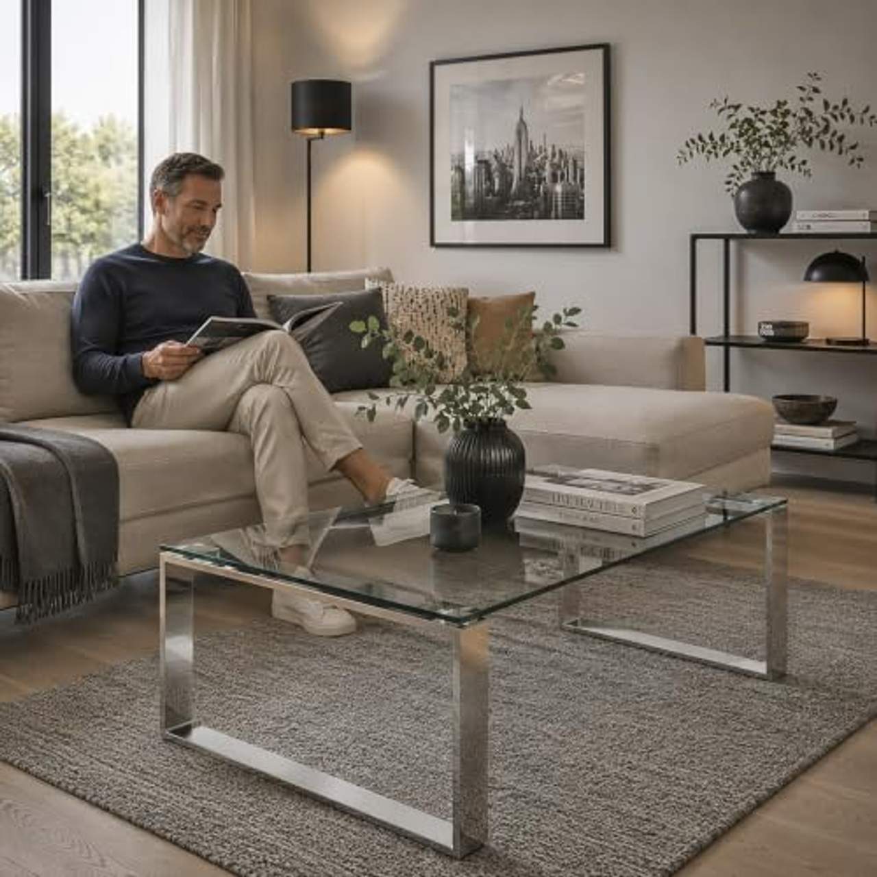 Haku Möbel Couchtisch Edelstahl 60 x 120 x 40 cm