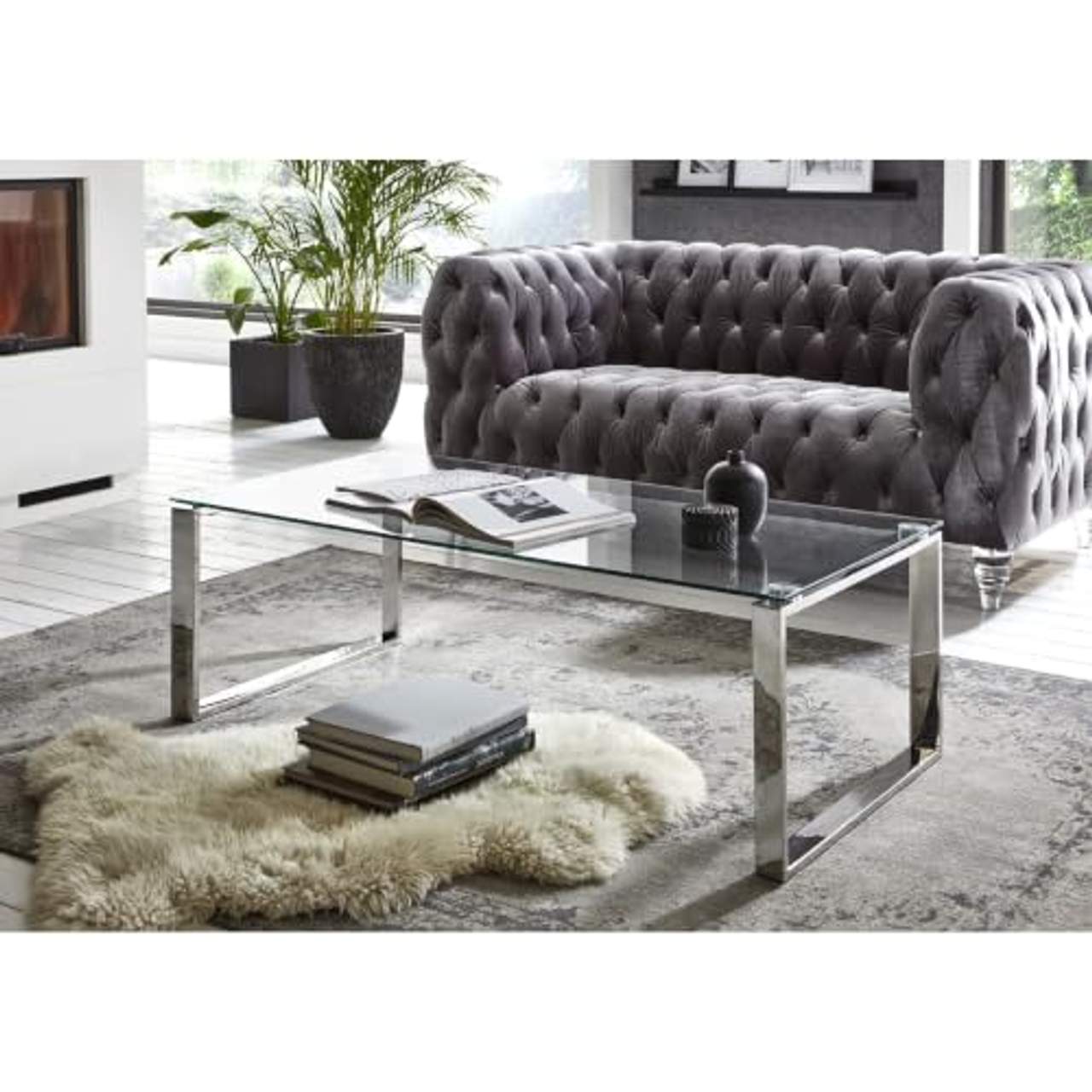 Haku Möbel Couchtisch Edelstahl 60 x 120 x 40 cm