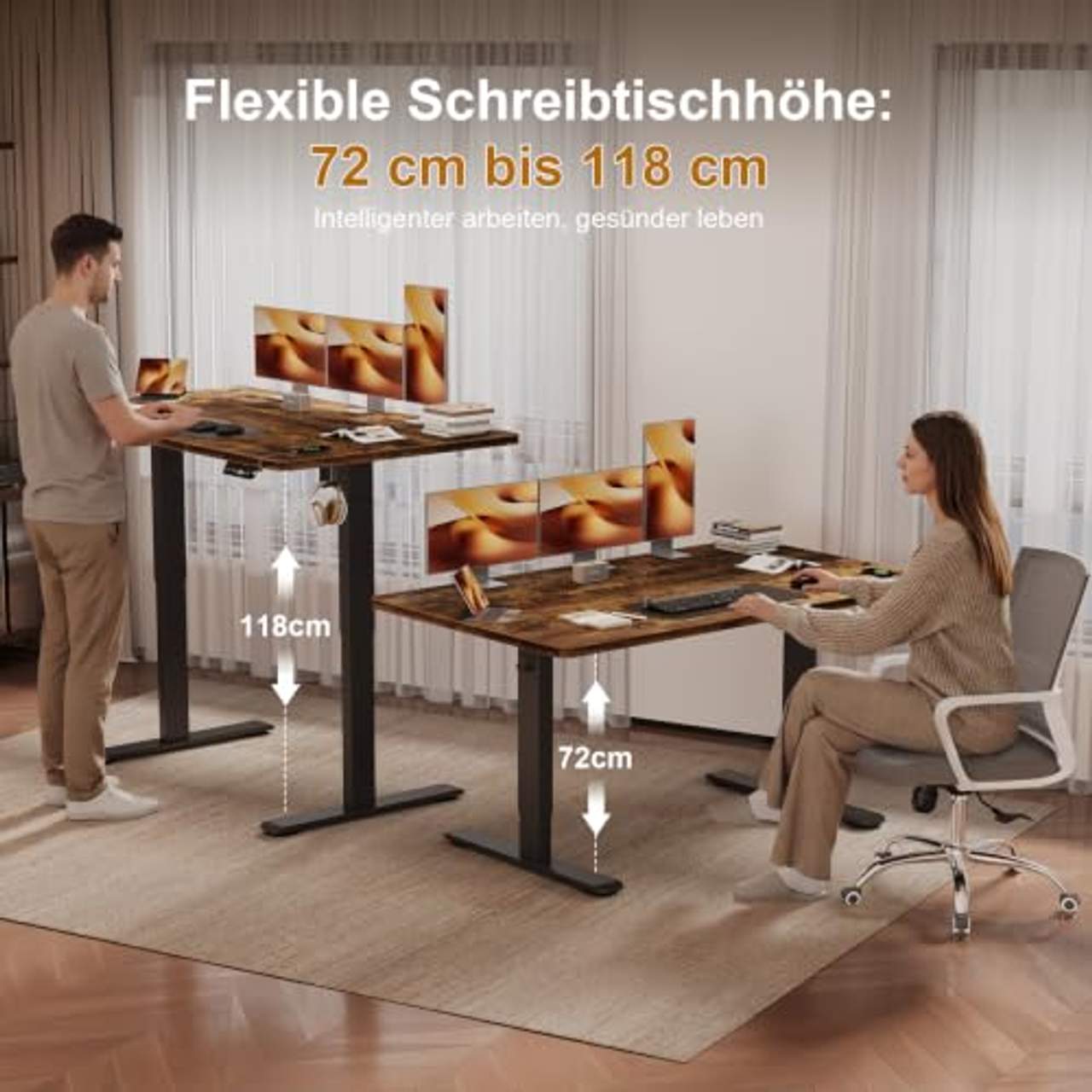JUMMICO Höhenverstellbarer Schreibtisch