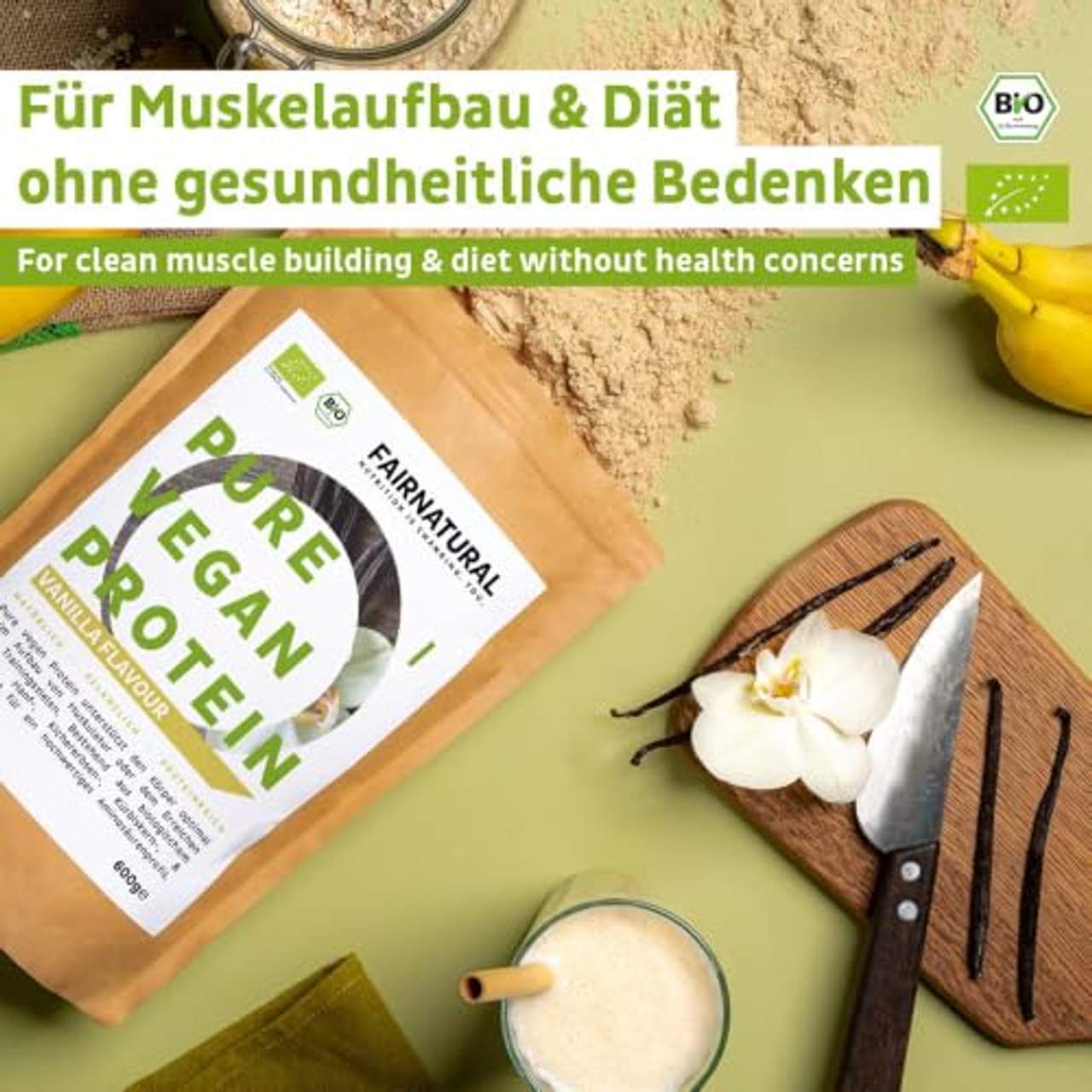 Protein-Pulver Vegan BIO Vanille ohne Soja