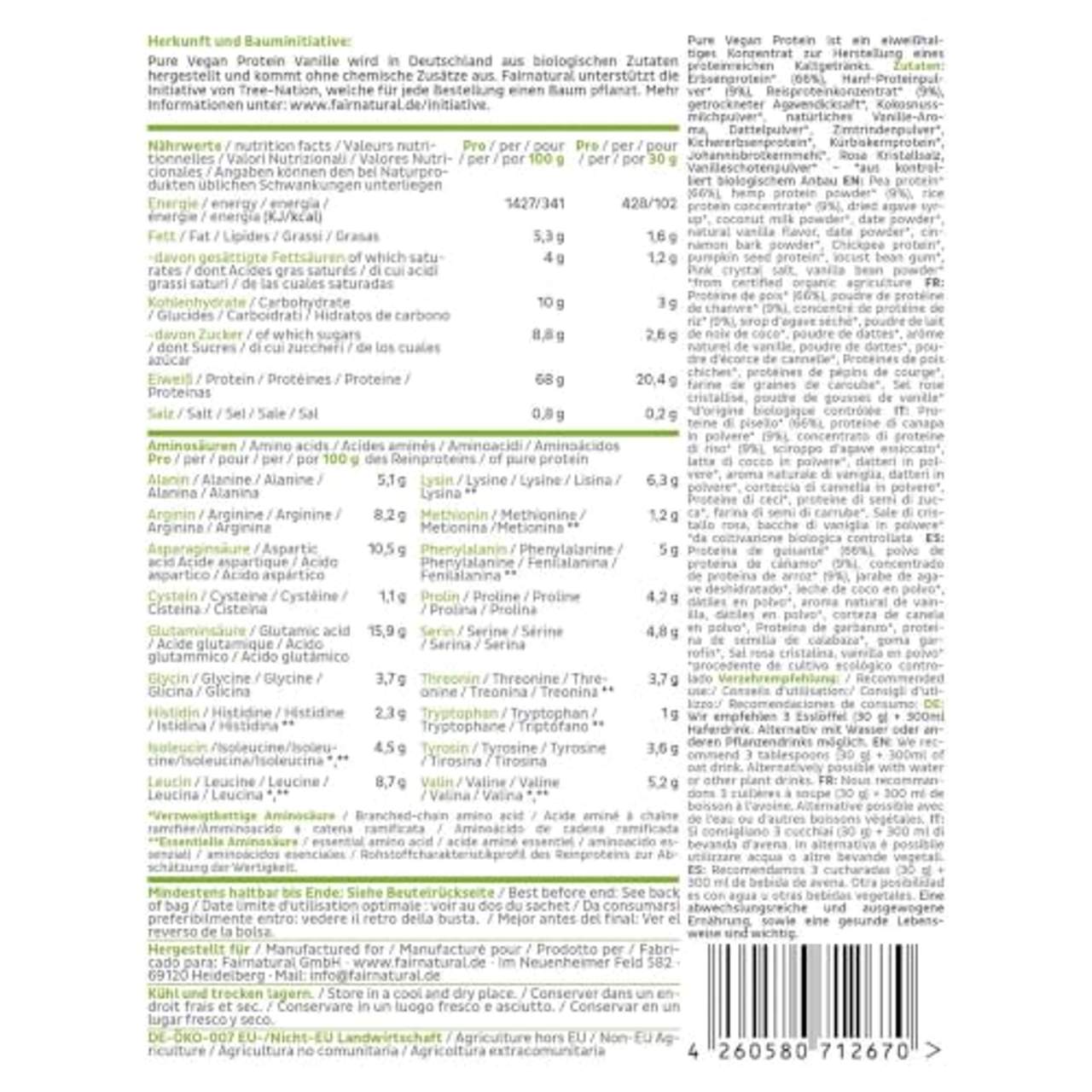 Protein-Pulver Vegan BIO Vanille ohne Soja