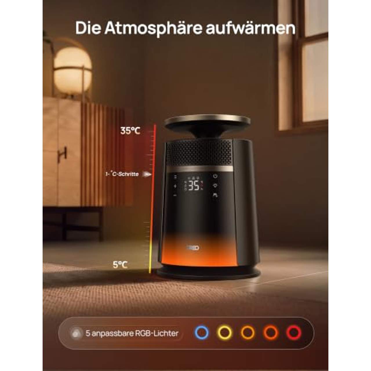 DREO Heizlüfter 360-Grad- und Direktmodi Keramik Heizlüfter