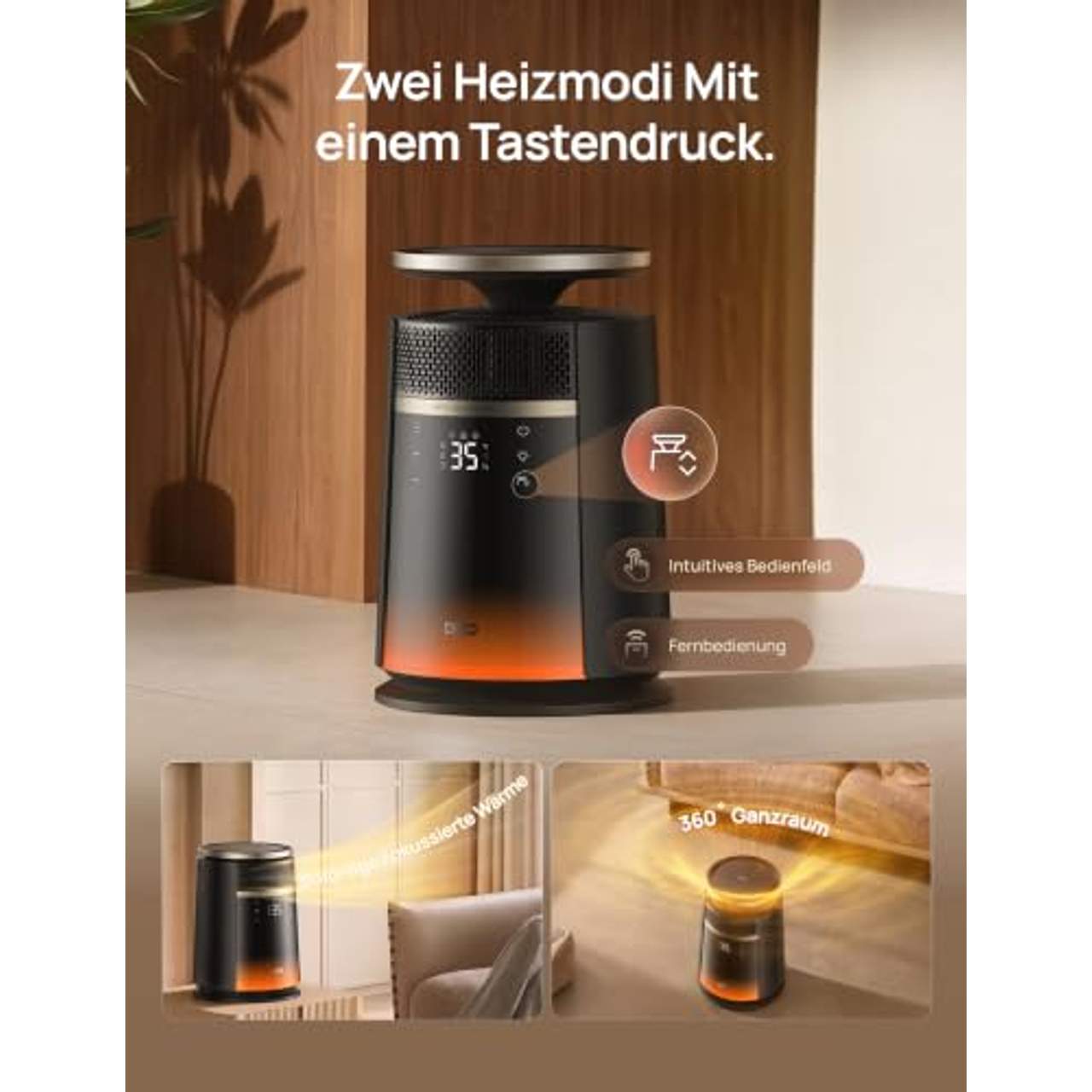 DREO Heizlüfter 360-Grad- und Direktmodi Keramik Heizlüfter